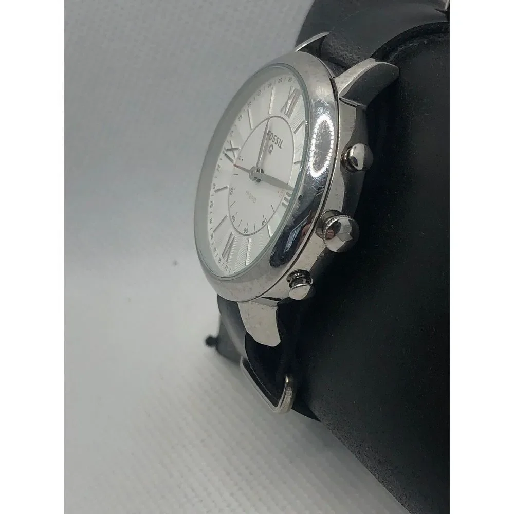 Fossil Q FTW5007 Women Black Leather Analog Silver Dial Hybrid Smart Watch HK270